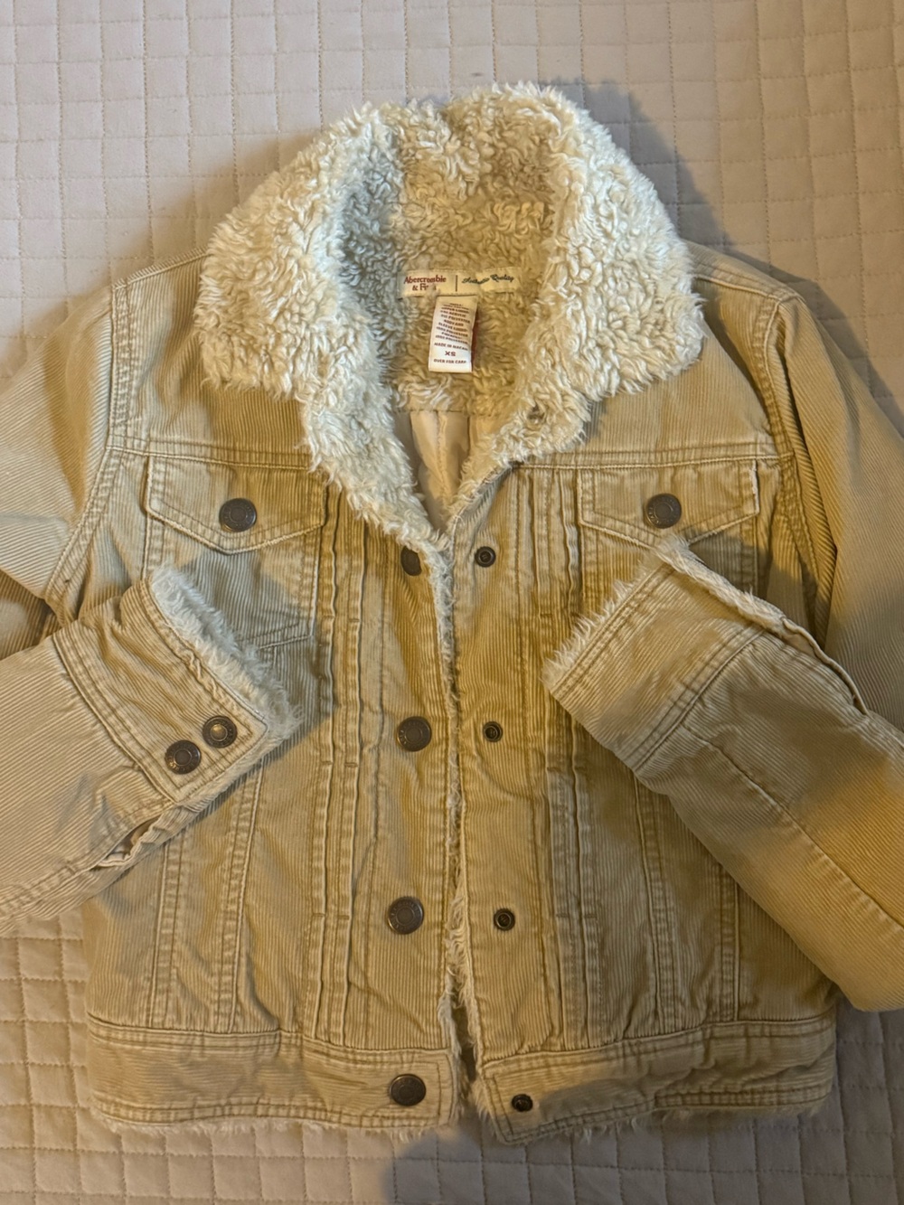 Vintage Abercrombie & Fitch Cream Tan Corduroy Sherpa Jacket